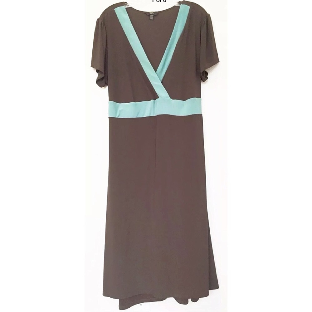 ✨ Mossimo Brown & Aqua  Midi Dress | tOffice Chic |Size 16W / 18W